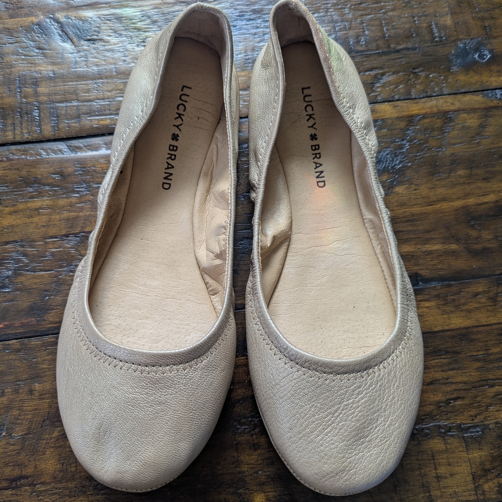 Lucky Brand Gold Ballet Flats, Size 8